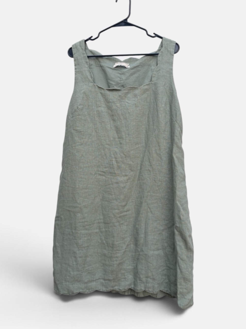 Abercrombie & Fitch Sage Lagenlook Japanese Minimalist Linen Scalloped Dress